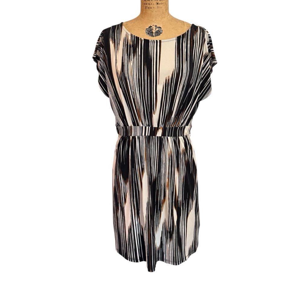 Banana Republic Black, Brown, and Cream Knee Length Dress